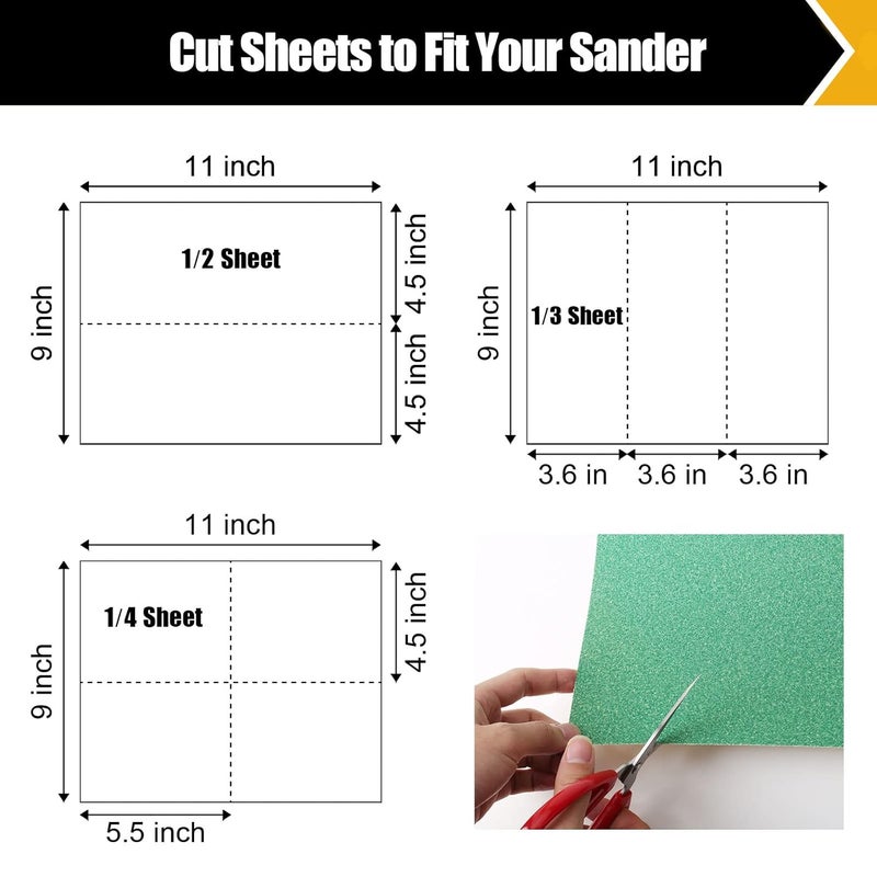 BOSHCRAFT 80 Grit Sandpaper, Sandpaper Assortment Sandpaper for Wood Metal Furniture Hand Sander Sand Paper Set Sandpaper Sheets Cut for Use 9" x 11"/12 Sheets - Image 5